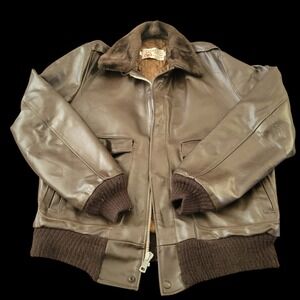 Sears Dark Brown Leather Bomber Jacket